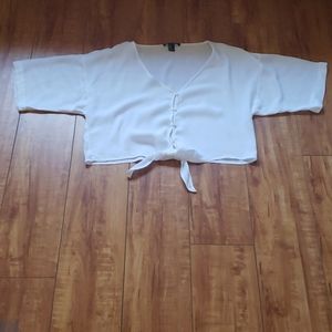 Forever 21 White Crop Top Tie